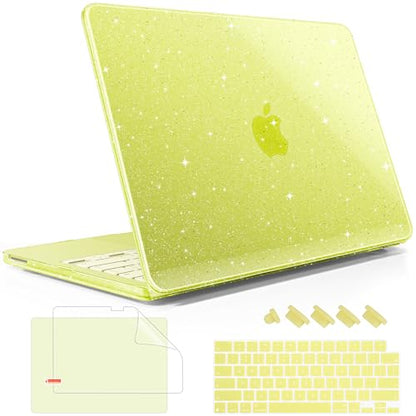 May Chen Compatible with MacBook Neo 13 inch Case 2026 Model A3404, Plastic Hard Shell,Keyboard Cover,Screen Protector,Dust Plug, for MacBook Neo 13" with A18 Pro Chip, Glitter Citrus - color: Glitter Citrus