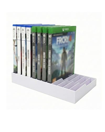 Video Game Storage Tower for PS5 / PS4 / Xbox Series X/Xbox One Game Cases, 12-Disc Capacity DVD & Blu-Ray Organizer Stand, Anti-Slip ABS Desktop Rack, No Assembly Required (1, White) - color: White