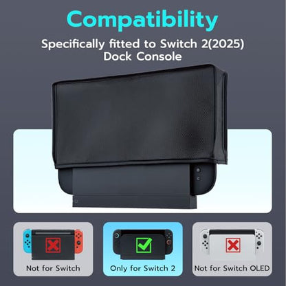 Mcbazel Dust Cover Compatible with Nintendo Switch 2 (2025), Precision Cut Anti Scratch Dust Protector Protective Case for Switch 2 Console & Charging Dock - Black