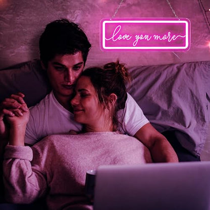 Love You More Neon Sign，LED Neon Lights For Wall Decor，Love Light Up Night Light For Bedroom Wedding Birthday Party Decoration Couple Lovers Valentine's Day Gift - style: love you more
