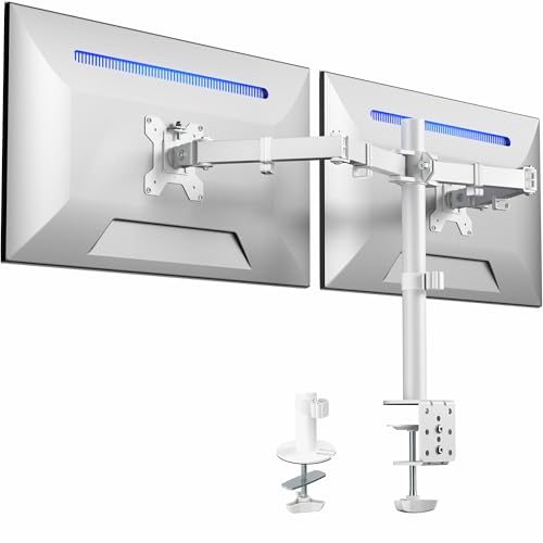 VIVO Dual Monitor Desk Mount, Heavy Duty Fully Adjustable Stand, Fits 2 LCD LED Screens up to 32 inches, White, STAND-V032W - color: White, size: 13" - 32"