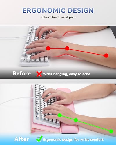 Laborio Computer Keyboard Stand for Desktop, 2-Level Height Adjustment Keyboard Wrist Rest, Non-Slip Key Board Riser Pad for Office, Gaming, and Home Desks(Pink) - color: Pink