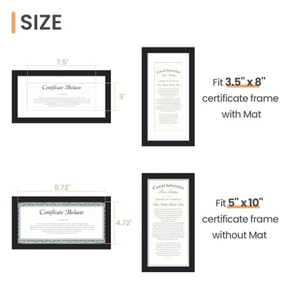 upsimples 5x10 Business License Frame, Display Document 3.5x8 with Mat or 5x10 without, Wall Hanging cosmetology license frame, Black, 1 Pack - color: Black, size: 5x10