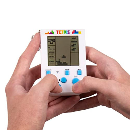 Tetris Keyring Handheld Arcade Game - Retro Mini Portable Handheld Tetris Game for Kids and Adults. Traditional Game Play with 15 Retro Gaming Levels Including Original Tetris Gameplay & Sounds.