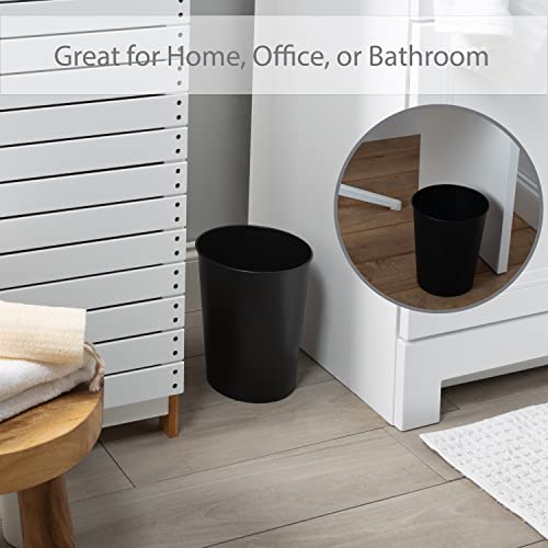 Bath Bliss 5 Liter Small Wastebasket | Round Open Top | Trash Can | Bathroom | Bedroom | Kitchen | Office | Dorm | Disposal Waste Bin | Garbage | Matte Black - color: Black, size: 1 Pack