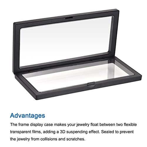 MECCANIXITY Floating Frame Display Holder Stand 3D Jewelry Display Box 9.06 x 4.33 x 0.79 inch Black for Ring Necklace Bracelet Earring Pack of 2 - color: Black, size: 9.06 x 4.33 x 0.79 inch