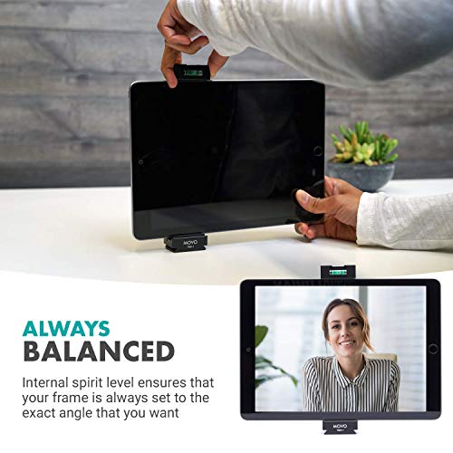Movo TBR-1 Universal Tablet Tripod Mount with Cold Shoe for Mini Microphone, Aluminum, Compatible with iPad, Samsung Galaxy, Android Tablets and More