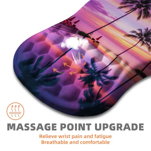 Ergonomic Mouse Pad with Wrist Rest, Memory Foam Wrist Support for Carpal Tunnel Pain Relief, Massage Design Mousepad and Non-Slip Base for Office and Gaming, 12x8 Inch, Mauve Twilight - color: Mauve Twilight