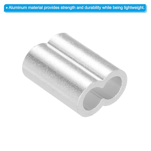 uxcell 5/16" 8mm Aluminum Crimping Loop Sleeve Double Ferrule for Wire Rope Cable Line End, Silver 10pcs - size: 5/16"