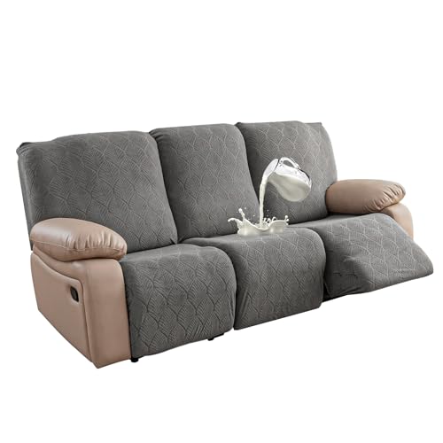 100% Waterproof Recliner Sofa Slipcovers, 3 Pieces Stretch Reclining Couch Covers for 3 Cushion Couch Sofa Pet Friendly Washable Furniture Covers for Dogs, Pets, Kids (Gray, 3 Seater) - color: Grey, size: 68"-88" 3 Seater