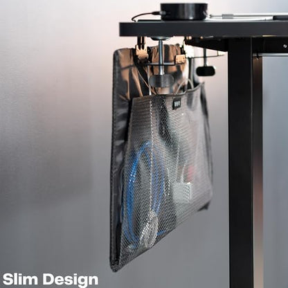VIVO Black Clamp-on 24 inch Desk Cable Management Sleeve, DESK-SKIRT-24P | Privacy Desk Skirt, Cable Organizer, Wire Hider Kit Panel System - size: 24" Panel