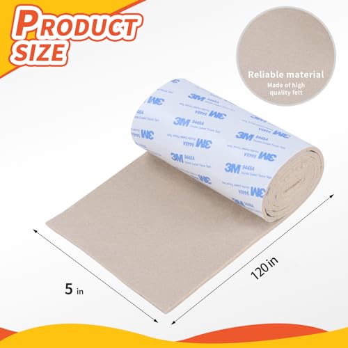 VOCOMO Felt Furniture Pads, Heavy Duty Felts Strip Roll with Adhesive Backing Felt Pads Furniture Feet Cuttable Felts Tape for Protecting Hardwood Floors(5 x 120 x 0.12 Inch, Beige) - color: Beige, size: 5" x 120" (1 Pack)