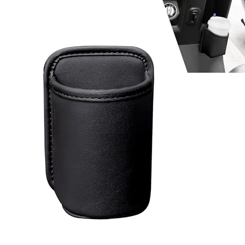Car Door Hanging Cup Holder, Large Clip-On Car Seat Side Cup Holder, Leather Waterproof Back Seat Storage Organizer Accessories, Universal for Most Cars, SUVs, Trucks (Black) - color: Black