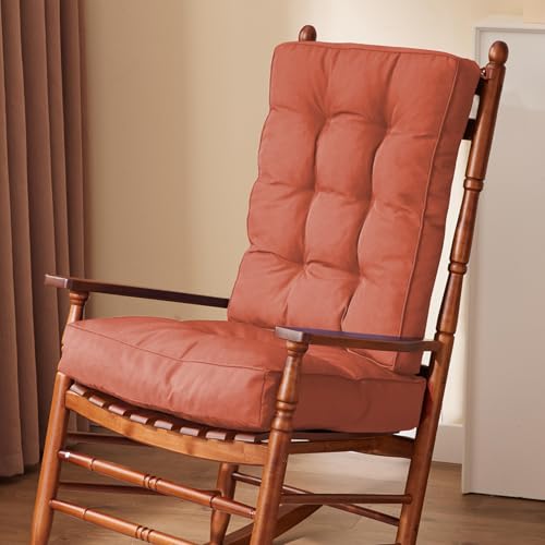 IPYNBAP Rocking Chair Cushion, Waterproof and Fade-Resistant Patio Chair Cushions, Tufted Chair Pads for Rocker Furniture, 17x17 Inch, Indoor/Outdoor Seat Cushions with Ties, Spice - color: Spice, size: 17"X17"/21"X17"