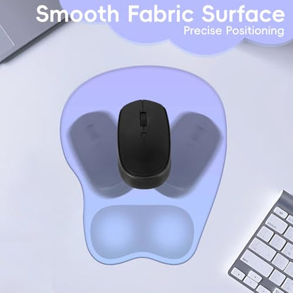 Mouse Pad with Wrist Rest Ergonomic Mouse Pad with Comfortable M-Shape Pain Relief Wrist Support Non-Slip PU Base Mousepad for Laptop, Office & Home (Light Blue Purple) - color: Light Blue Purple