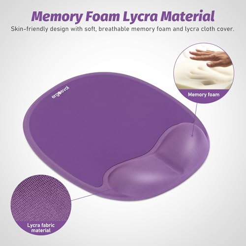 Ergonomic Mouse Pad for Vertical Mouse, Memory Foam(Lavender Purple) - color: Lavender Purple