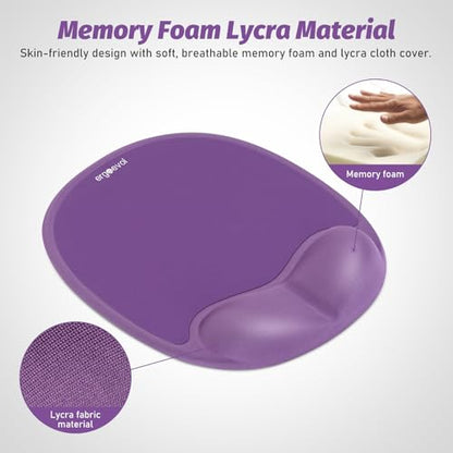 Ergonomic Mouse Pad for Vertical Mouse, Memory Foam(Lavender Purple) - color: Lavender Purple