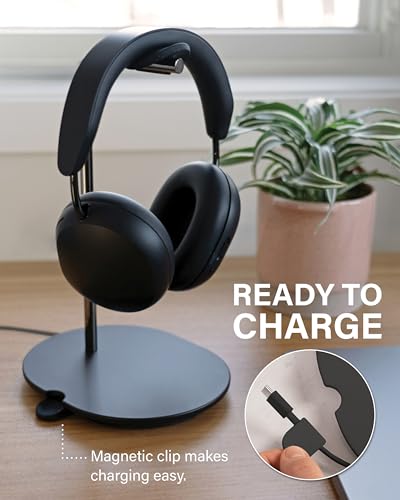 Sanus Sonos Ace Headphones Stand - Premium Stand w/Silicone Cradle Prevents Creasing & Built-in Cable Management w/Magnetic Clip for Fast Charging - Tool-Free Setup - Black Sonos Headphones Holder - color: Black