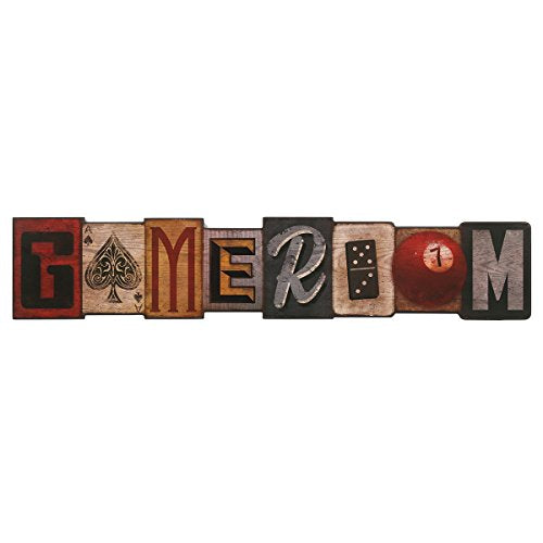Game Room Wood Wall Decor - Large Vintage Game Room Sign for Man Cave or Basement