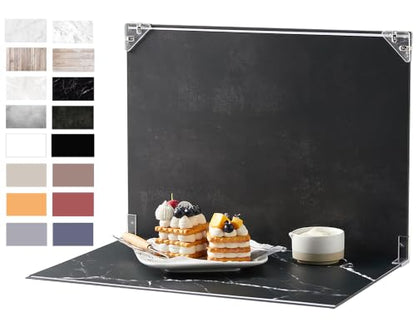 BYSTONE Product Photography Backdrops Kit, 8 Pcs 16 Patterns Photo Backdrop Board, 16.5 x 11.7 in Tabletop Background for Food Jewelry Cosmetics, Small Product Photoshoot Props