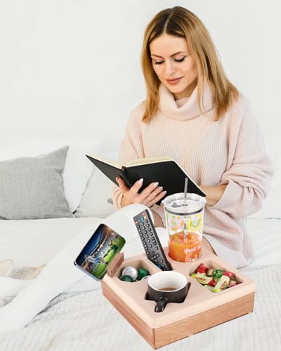 Couch Cup Holder Tray, Silicone Wooden Couch Caddy with Cup Holder for Snacks, Drinks, Remotes, Waterproof Cup Holder for Couch, Organizer, Couch Drink Holder - color: D-beige
