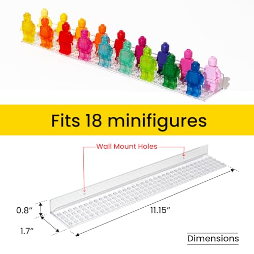 Minifigure Display Ledge 3-Pack, Wall Mount Shelf for Lego Minifigures Display Case Floating Shelves for Lego Display Storage for Minifig Collection