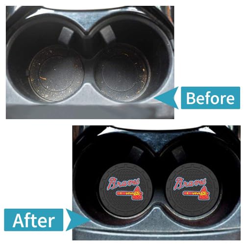 Car Cup Holder Coasters for Atlanta Braves Baseball Fans, Braves Car Coasters for Cup Holder Insert Silicone Non-Slip - color: 11br12av