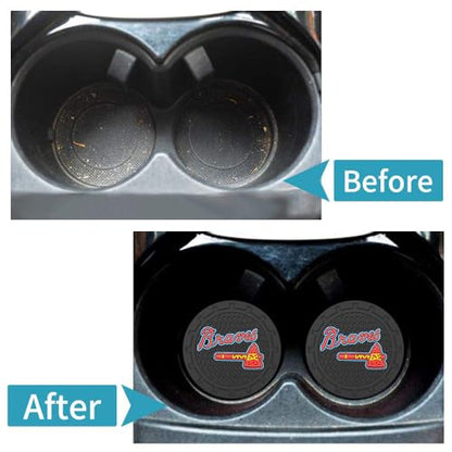 Car Cup Holder Coasters for Atlanta Braves Baseball Fans, Braves Car Coasters for Cup Holder Insert Silicone Non-Slip - color: 11br12av