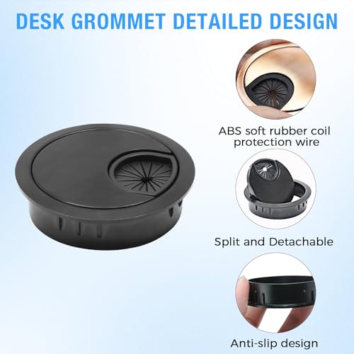 Desk Grommet 2" (50 mm), Desk Cord Hole Cover, Cable Grommet Metal Zinc Alloy Materilal, Desk Hole Grommet for Office and Home Table Cable, Detachable Cable Cord Organizer (Bright Silver 1 Pcs) - size: 2" (50 mm), style: Bright Silver