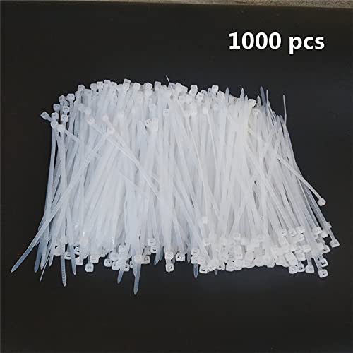 1000 pcs 4 inch Cable Zip Ties Heavy Duty, Premium Plastic Wire Ties with 18 LBS Tensile Strength, UV Resistant Cable Ties, Self-Locking White Nylon Tie Straps - color: White, size: 4 inch ( 3 x 100mm )