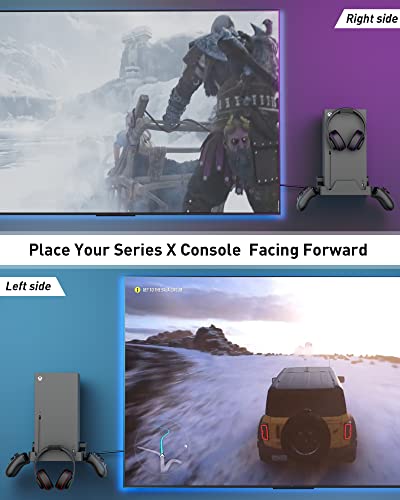 Wall Mount for Xbox Series X - Sturdy Wall Shelf Kit with 2 Controller Holders & 1 Headset Hook, Space Saving, Dual Ventilation Design, Easy Installation, Securely Mount Xbox Console Near or Behind TV