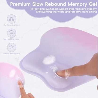 Mouse Pad with Wrist Rest Ergonomic Mouse Pad with Comfortable M-Shape Pain Relief Wrist Support Non-Slip PU Base Mousepad for Laptop, Office & Home (Lavender Plum) - color: Lavender Plum