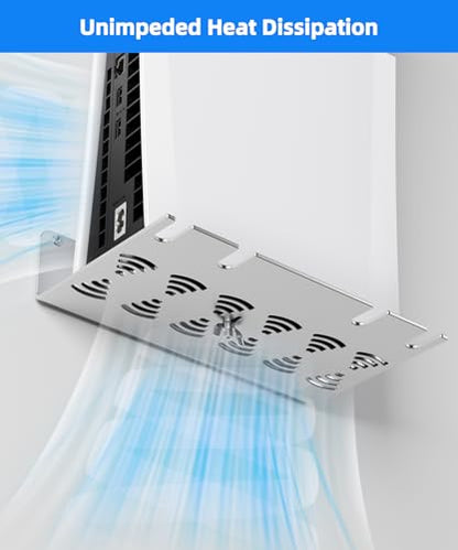 PS5 Wall Mount Aluminum Alloy Compatible with All PS5 Generations Holds Two Controllers Unimpeded Heat Dissipation Ps5 Accessories Universal for Living Room and Bedroom (Silver) - color: Silver