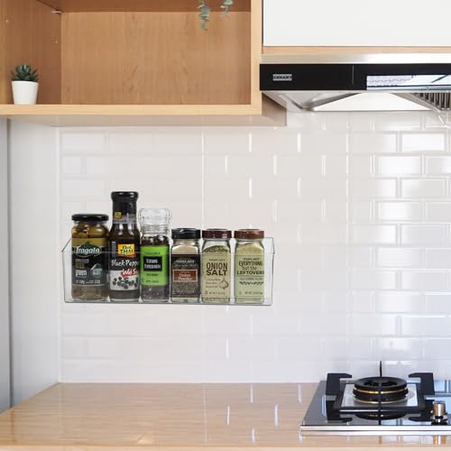 ZEXALOR Wall Mounted Organizer Bins, Wall Mount Spice Rack, Adhesive Hanging Bin Fridge Organizer for Bathroom,Kitchen,Cabinet,Pantry,Countertops (12.2×3.9×3.1") - size: 12.2 × 3.9 × 3.1"