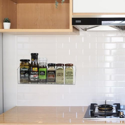 ZEXALOR Wall Mounted Organizer Bins, Wall Mount Spice Rack, Adhesive Hanging Bin Fridge Organizer for Bathroom,Kitchen,Cabinet,Pantry,Countertops (12.2×3.9×3.1") - size: 12.2 × 3.9 × 3.1"