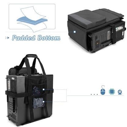 Trunab PC Tower Carrying Strap with Handle, Desktop Carrying Case with Pockets for Keyboard, Cable and Computer Accessories, Ideal for Transporting On The Go (Patented Design) - size: L - Fits Mid & Full Tower