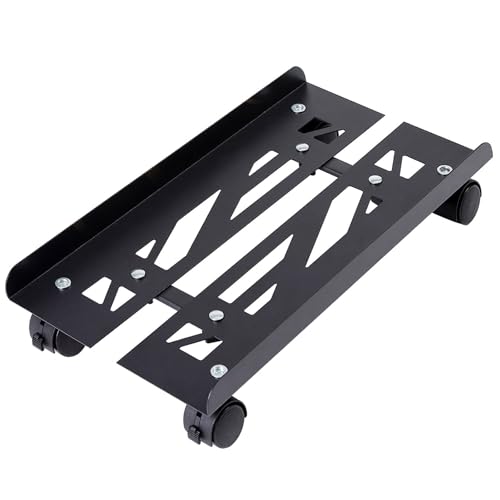 Mobile PC Stand, Adjustable Metal Computer Tower Stand, PC Floor Stand with 4 Locking Caster Wheels, PC Tower Stand, CPU Holder, PC Cart PC Riser Fits Most PC for Gaming Office Desk