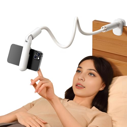 Gooseneck Phone Holder for Bed, Flexible Long Arm Cell Phone Stand with Clamp Mount, 900°Rotation Overhead Phone Mount for Bedside,Headboard,Desk, Universal for 4-7" Phone (35.43 Inches Length) - size: 35.43 Inches Length