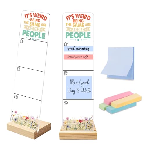 Sticky Note Holder Acrylic Monitor Memo Board Desk Organizers Desk Decor Post It Note Holder Funny Old Age Humor Quote It's Weird Being The Same Age As Old People Office Desk Sign - color: Acrylic 2