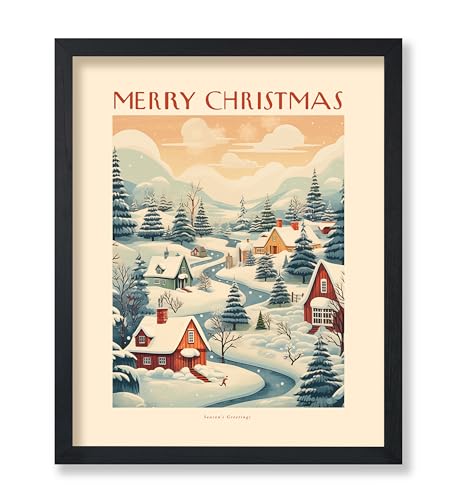 Monem Art Winter Village Print - Merry Christmas Poster - Holiday Art - Great Housewarming Gift for Kid's & Parents - Decor for Kid's Room, Bedroom or Nursery - 11x14 UNFRAMED Wall Art - color: Style-12, size: 11"L x 14"W