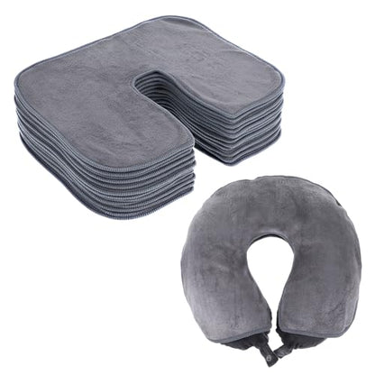 12 Pack Microfiber Face Cradle Covers, Large Soft Reusable Non-Stick Massage Headrest Protectors for Any Professional SPA Tables & Chairs, Charcoal Gray