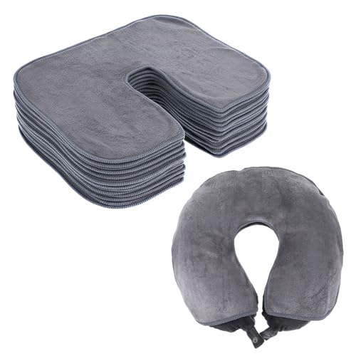 12 Pack Microfiber Face Cradle Covers, Large Soft Reusable Non-Stick Massage Headrest Protectors for Any Professional SPA Tables & Chairs, Charcoal Gray