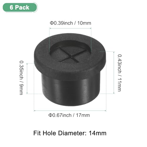 M METERXITY 6-Pack Rubber Grommets for Wiring 14mm Desk Grommet Double-Sided Flexible Cable Cord Grommet Desk Hole Cover for Cables/Wires Through Protection Cable Grommet [Black] - size: 14 mm