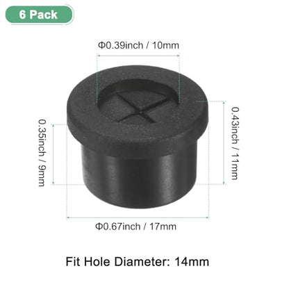 M METERXITY 6-Pack Rubber Grommets for Wiring 14mm Desk Grommet Double-Sided Flexible Cable Cord Grommet Desk Hole Cover for Cables/Wires Through Protection Cable Grommet [Black] - size: 14 mm