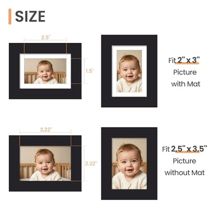 upsimples 2.5x3.5 Picture Frame, Display Pictures 2x3 with Mat or 2.5x3.5 Without Mat, Wall Hanging Photo Frame, Black, 1 Pack - color: Black, size: 2.5x3.5