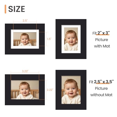 upsimples 2.5x3.5 Picture Frame, Display Pictures 2x3 with Mat or 2.5x3.5 Without Mat, Wall Hanging Photo Frame, Black, 1 Pack - color: Black, size: 2.5x3.5