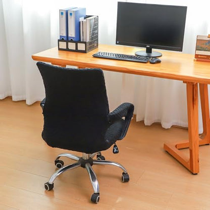 Black Office Chair Cover with Armrest Cover 18Inch Wide Stretch Jacquard Small Desk Computer Chair Covers with Long Zipper Arm Slipcovers Washable - color: Jacquard T-black, size: Small