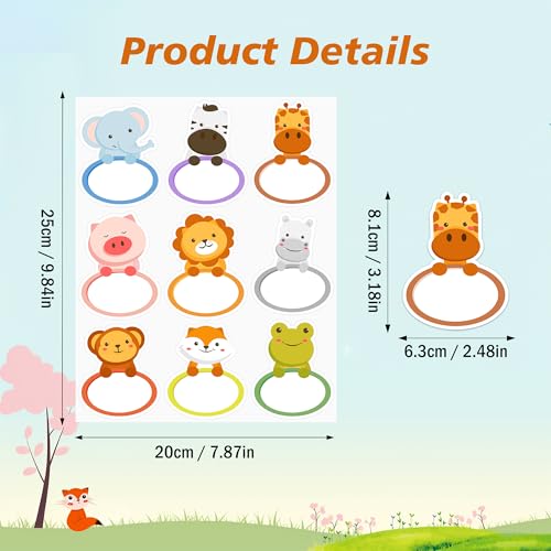 135 PCS Animal Name Tags Stickers, Adorable Jungle Animals Name Tag Labels Name Stickers for Classroom Back to School Teachers Student Office Desk Cubby Locker Bulletin Board Decor