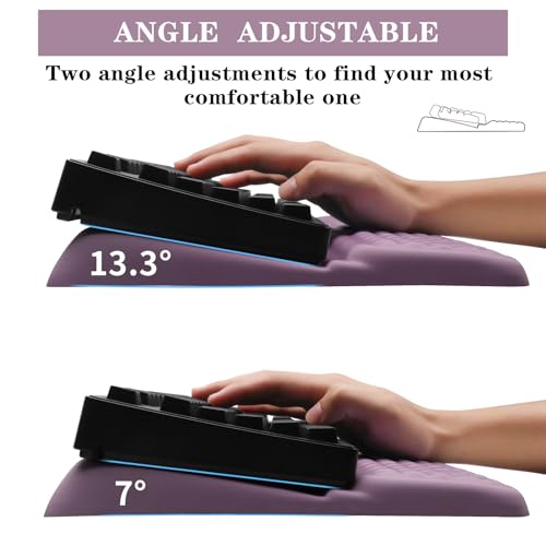 Computer Keyboard Stand Pad with Wrist Rest, Ergonomic Comfy Tilted Keyboard Stand Riser Holder Pad for Office Home (Purple) - color: Purple