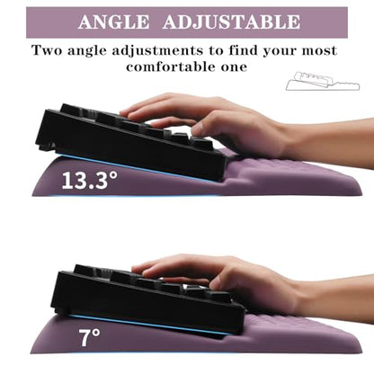 Computer Keyboard Stand Pad with Wrist Rest, Ergonomic Comfy Tilted Keyboard Stand Riser Holder Pad for Office Home (Purple) - color: Purple